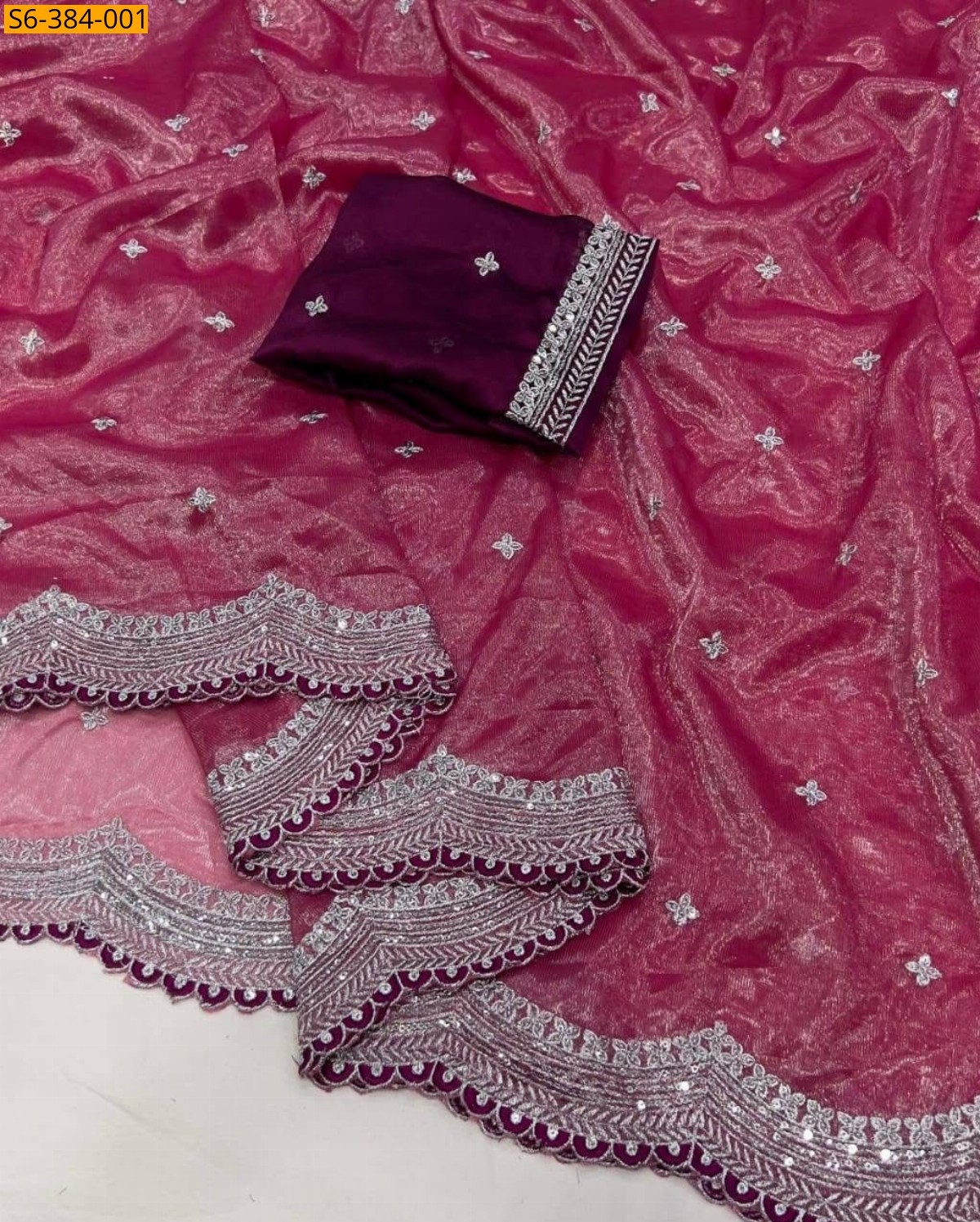 Pink Fancy sequence saree 