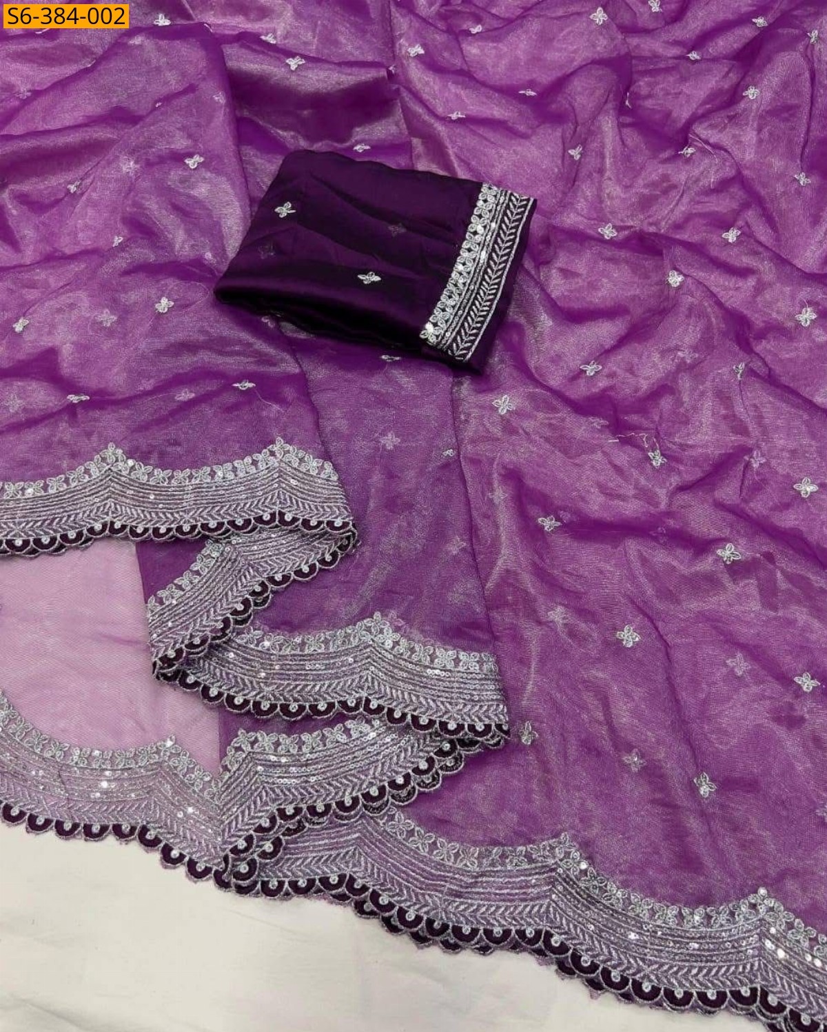 Purple Fancy sequence saree 