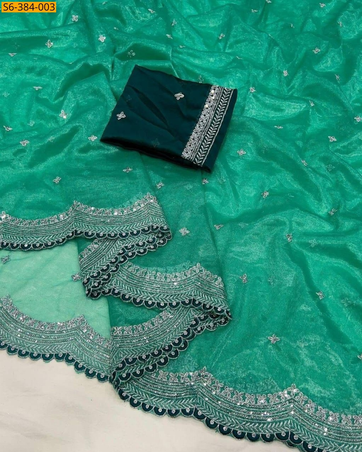 Light Green Fancy sequence saree 