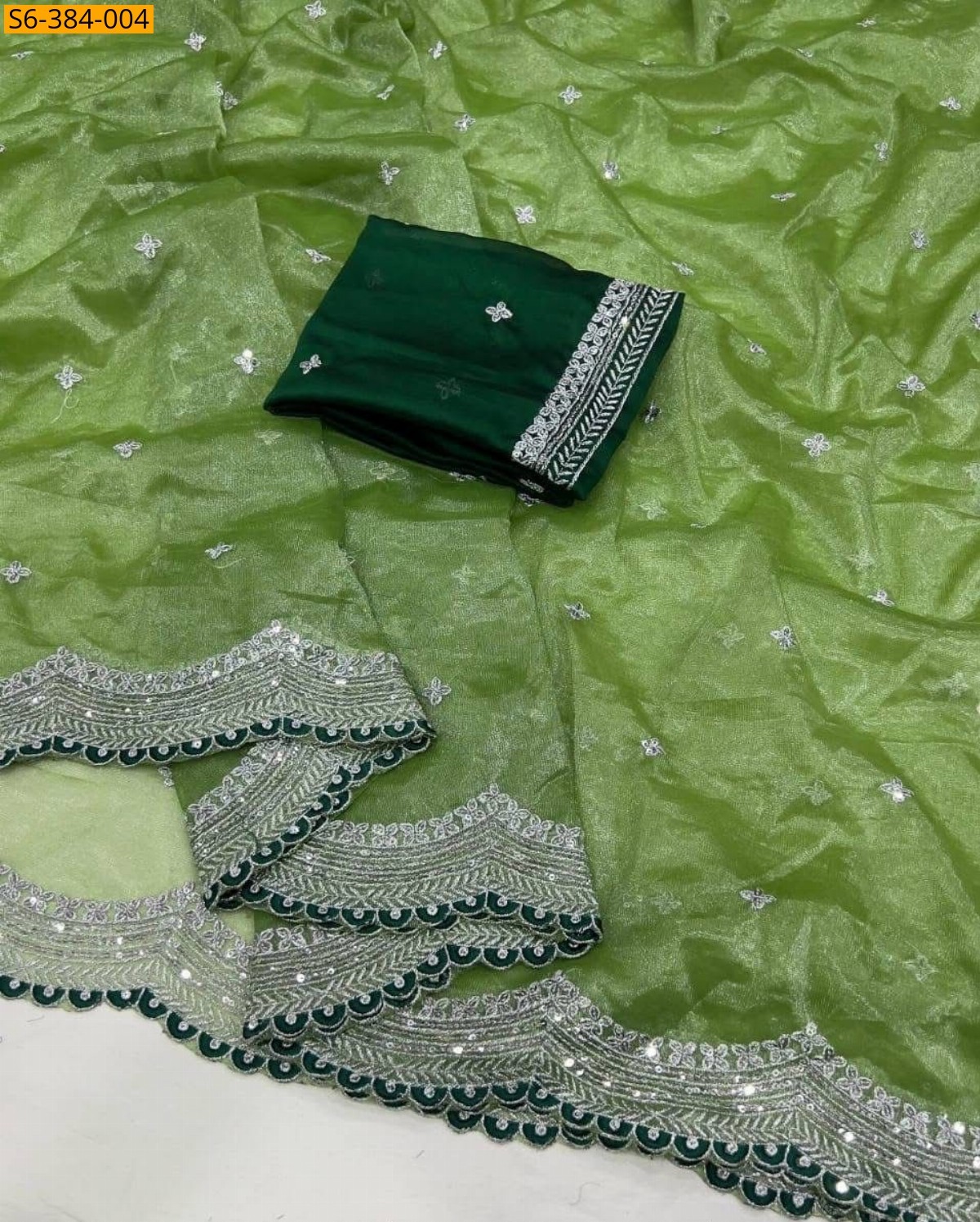 Green Fancy sequence saree 