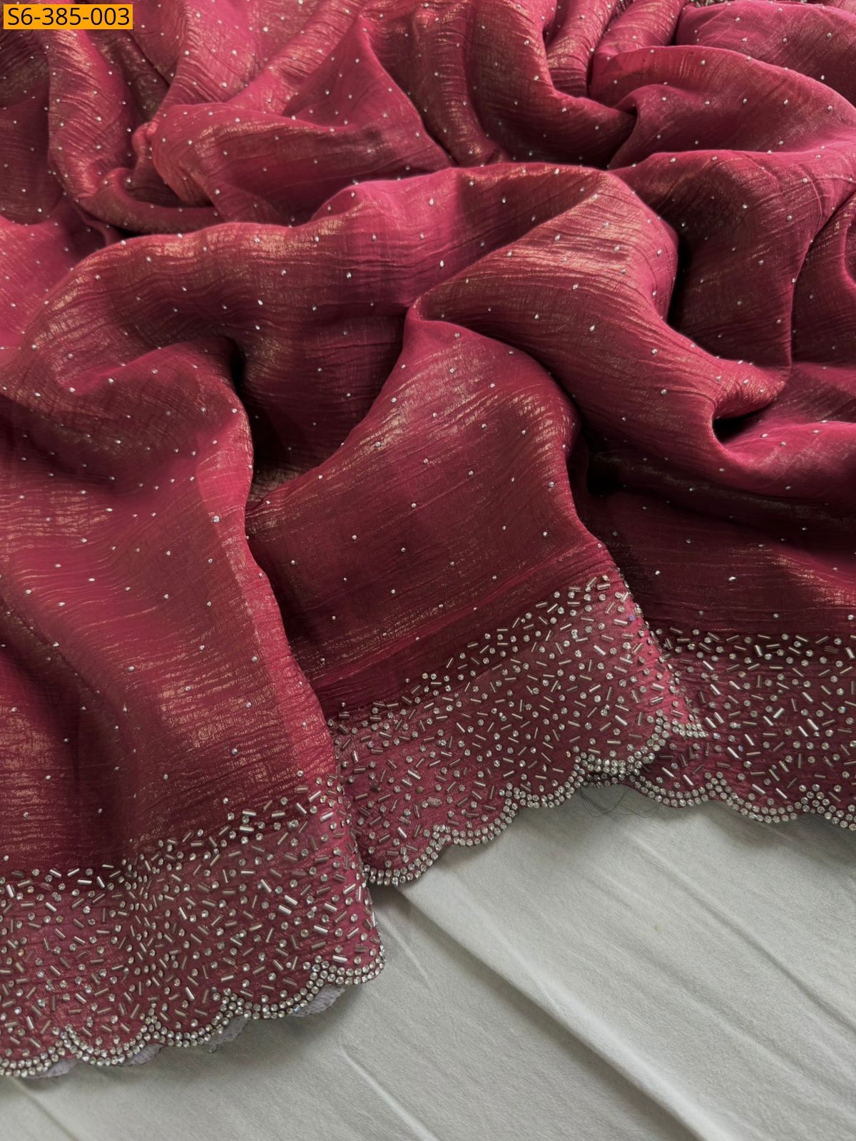 Pink Fancy chiffon crunchy work saree