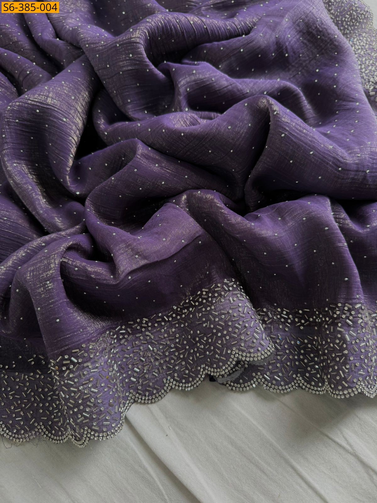 Violet Fancy chiffon crunchy work saree