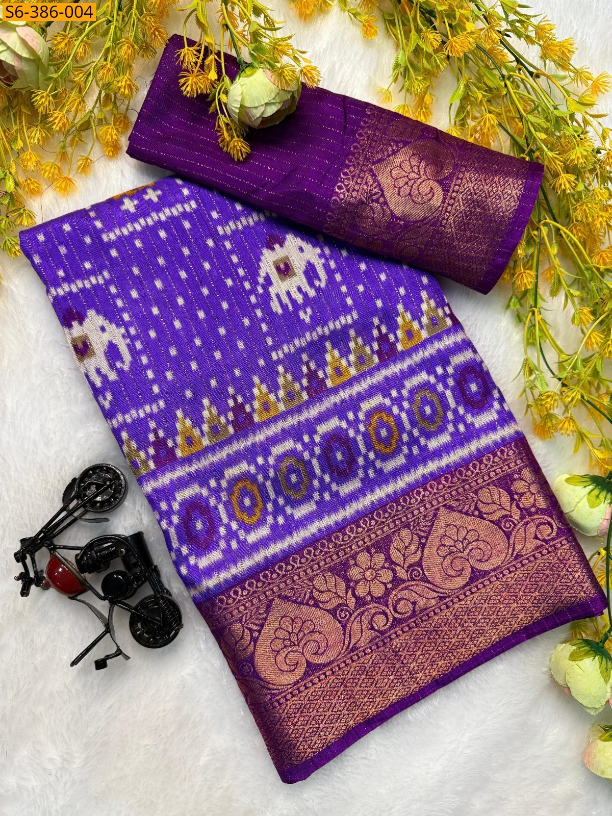 Purple Fancy rekko silk work saree 