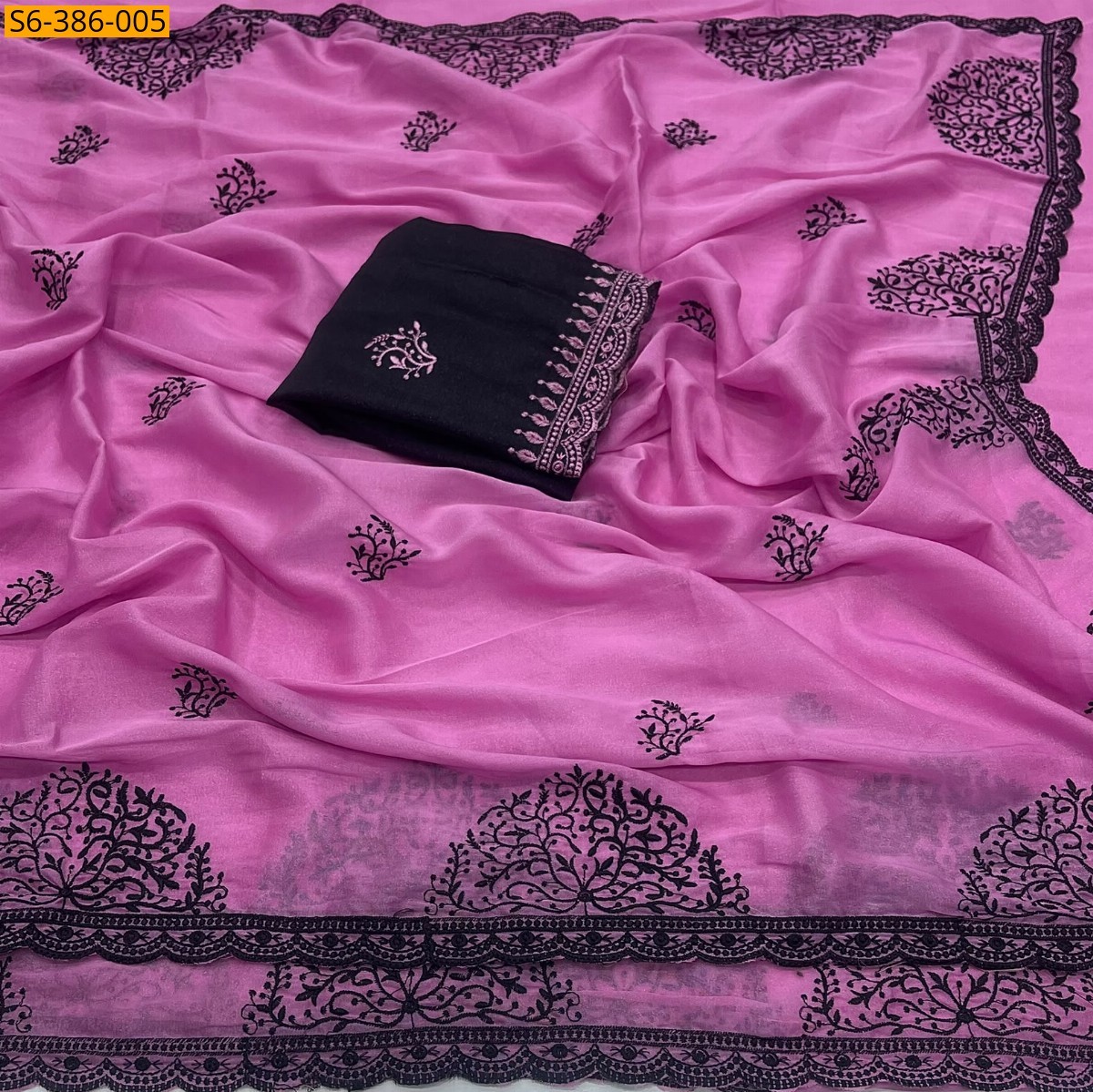 Pink Fancy Star Georgette Saree
