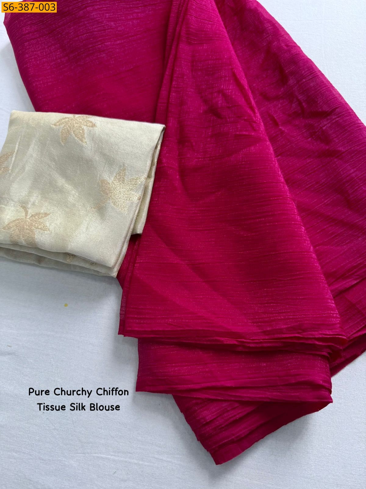 Pink Fancy chiffon crunchy saree 