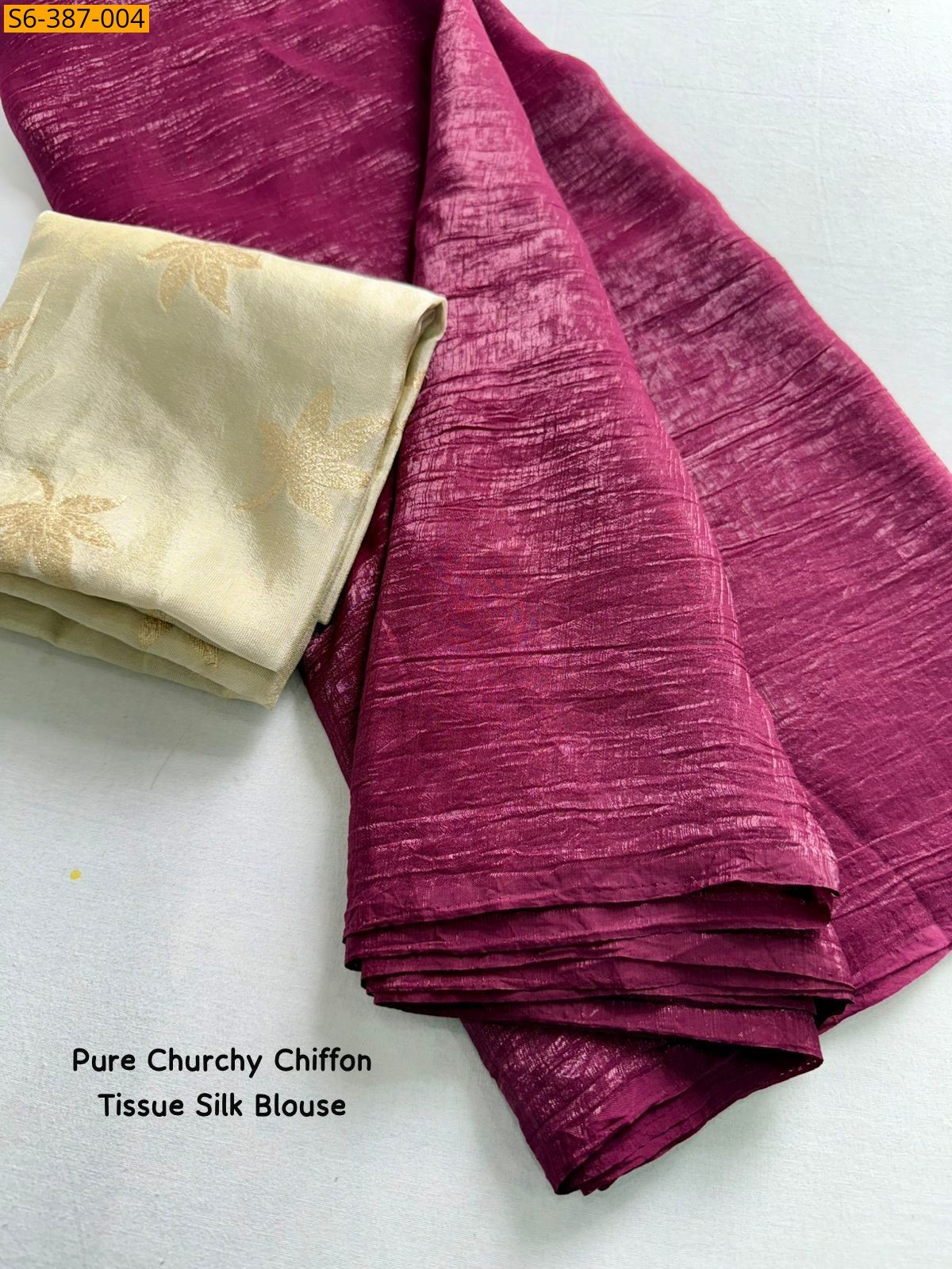 Pink Fancy chiffon crunchy saree 