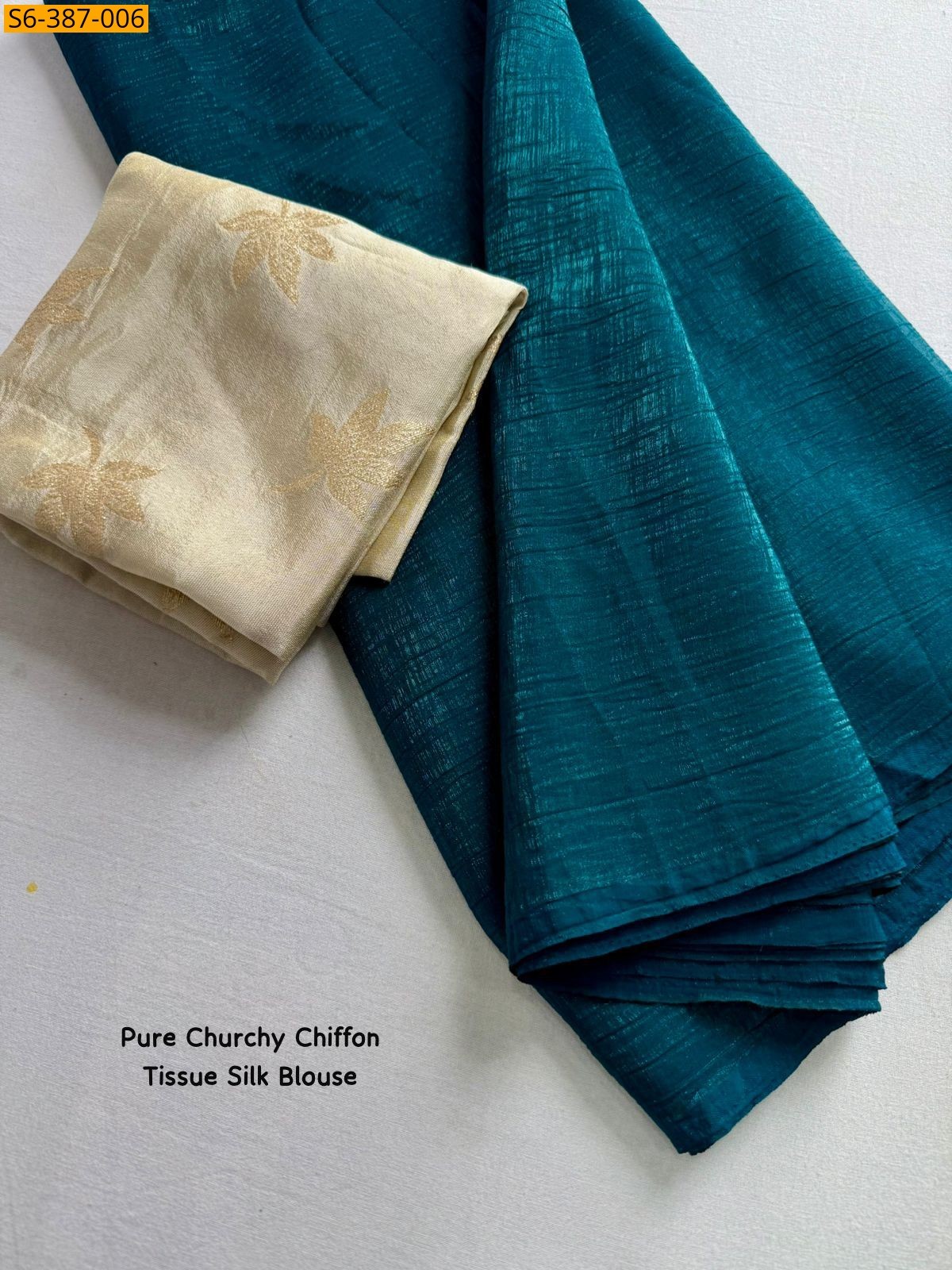 Blue Fancy chiffon crunchy saree 