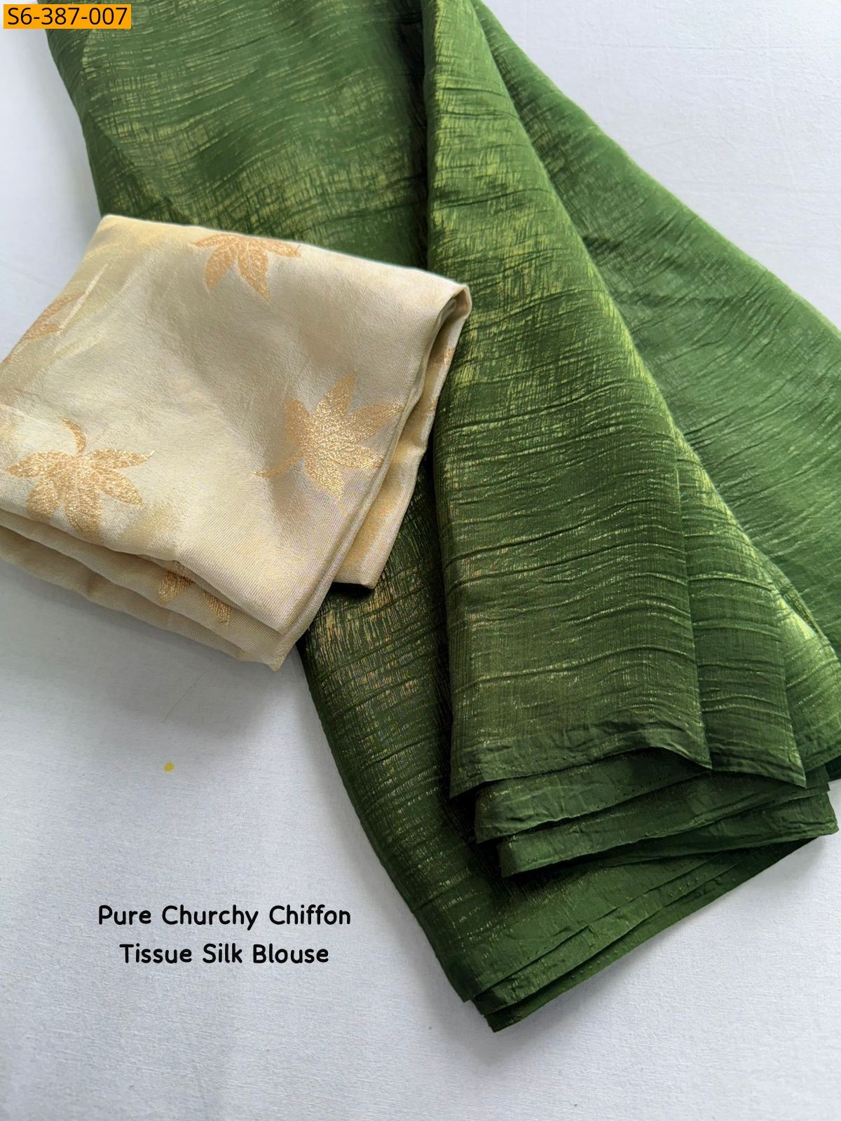 Green Fancy chiffon crunchy saree 
