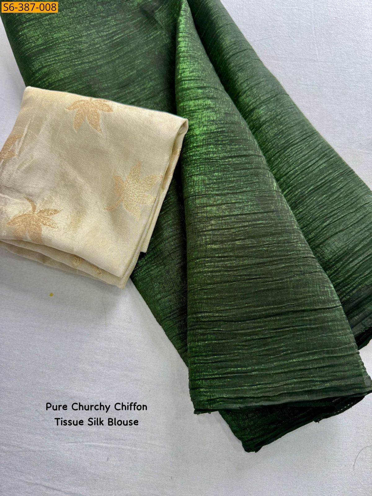 Green Fancy chiffon crunchy saree 