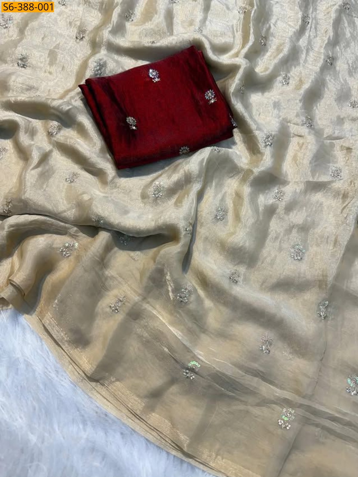 Sandal Fendy satin dual shaded sequence sarees