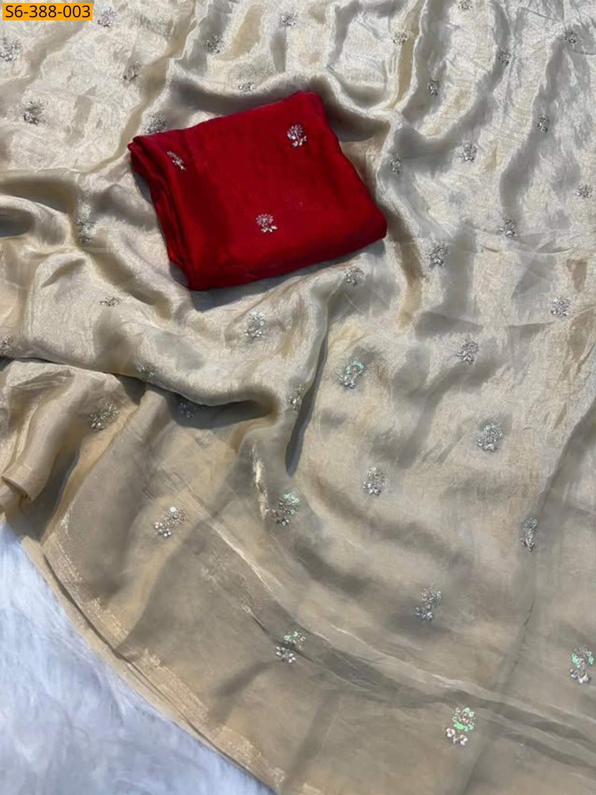 Sandal Fendy satin dual shaded sequence sarees