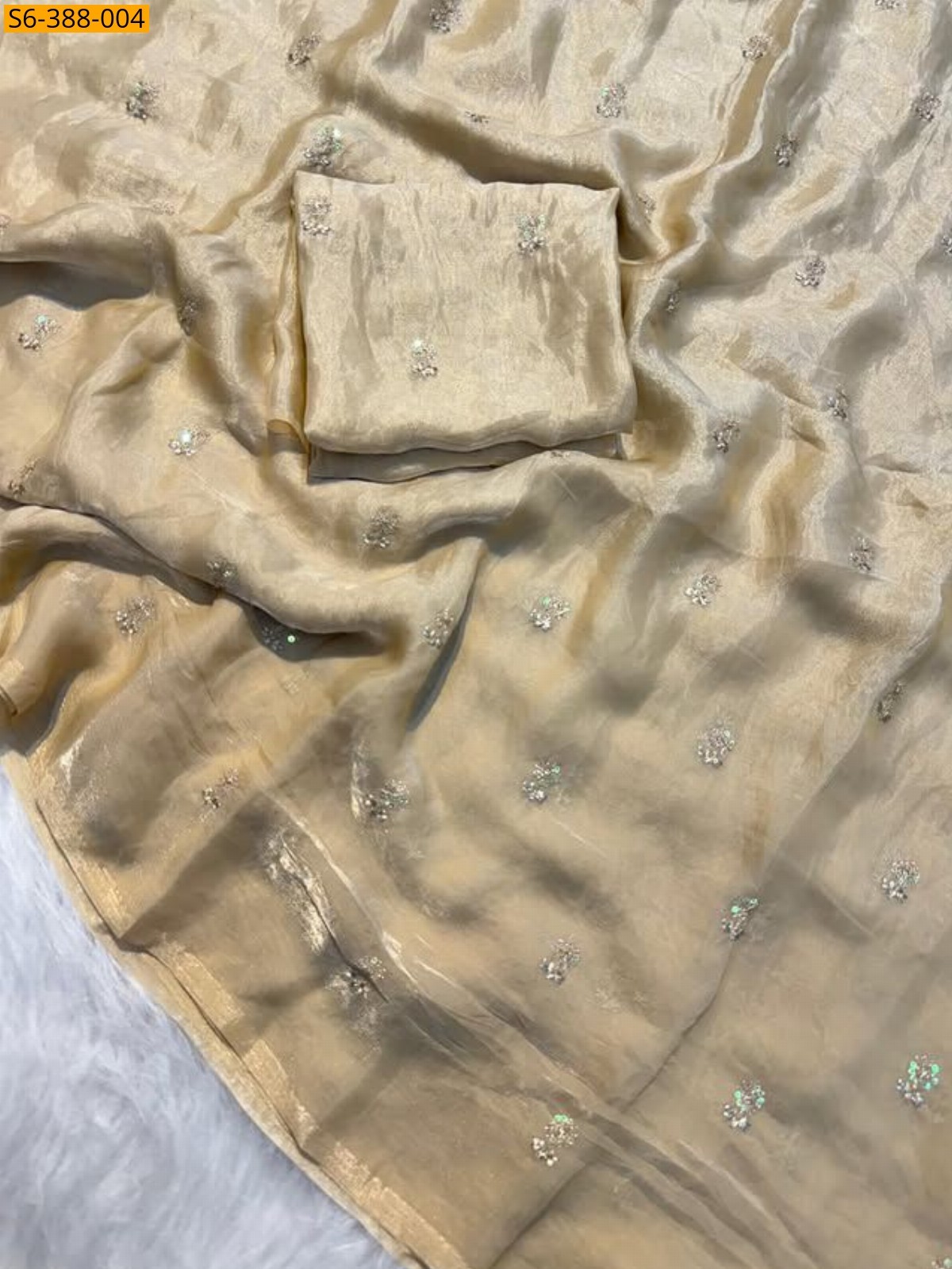 Sandal Fendy satin dual shaded sequence sarees