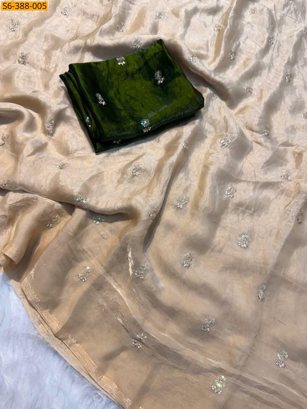 Sandal Fendy satin dual shaded sequence sarees