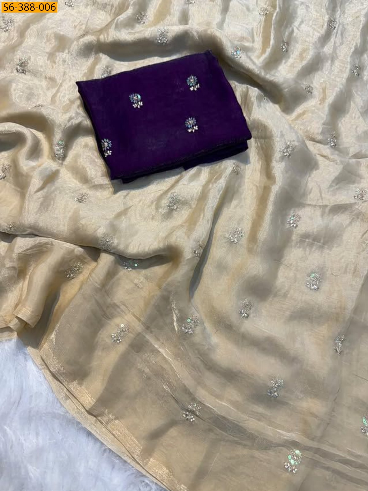 Sandal Fendy satin dual shaded sequence sarees