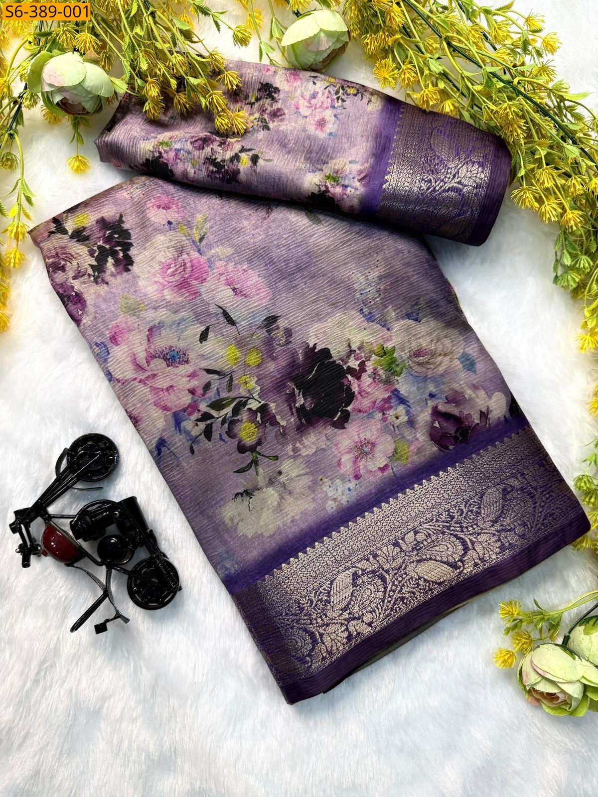 Purple Fancy crispy silk sarees