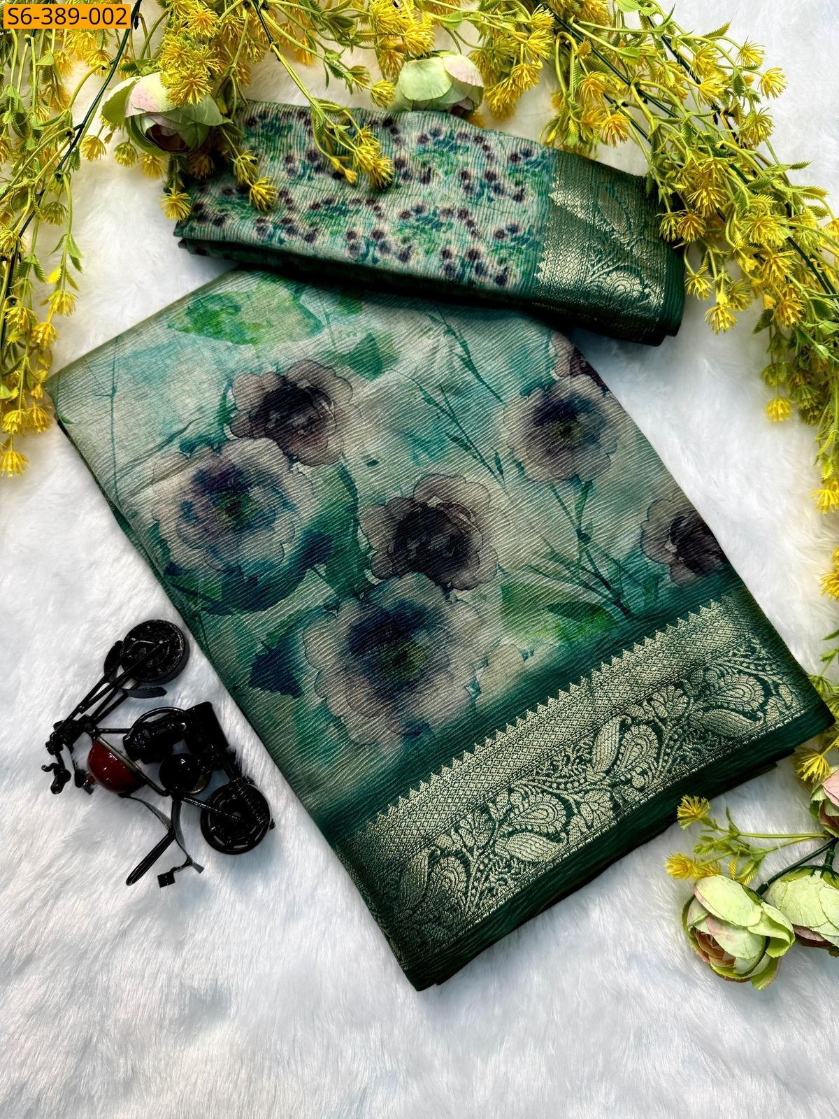 Green Fancy crispy silk sarees