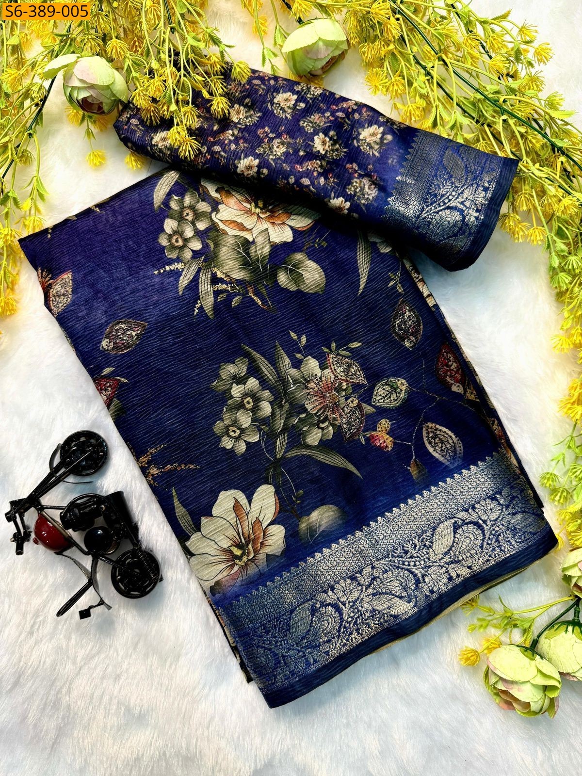 Blue Fancy crispy silk sarees
