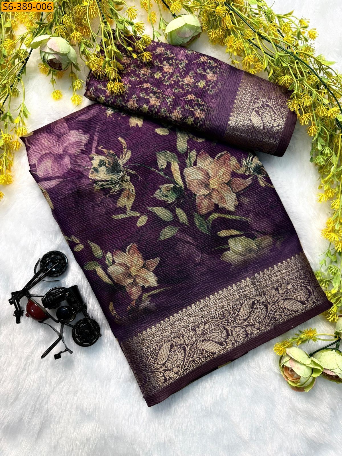Purple Fancy crispy silk sarees