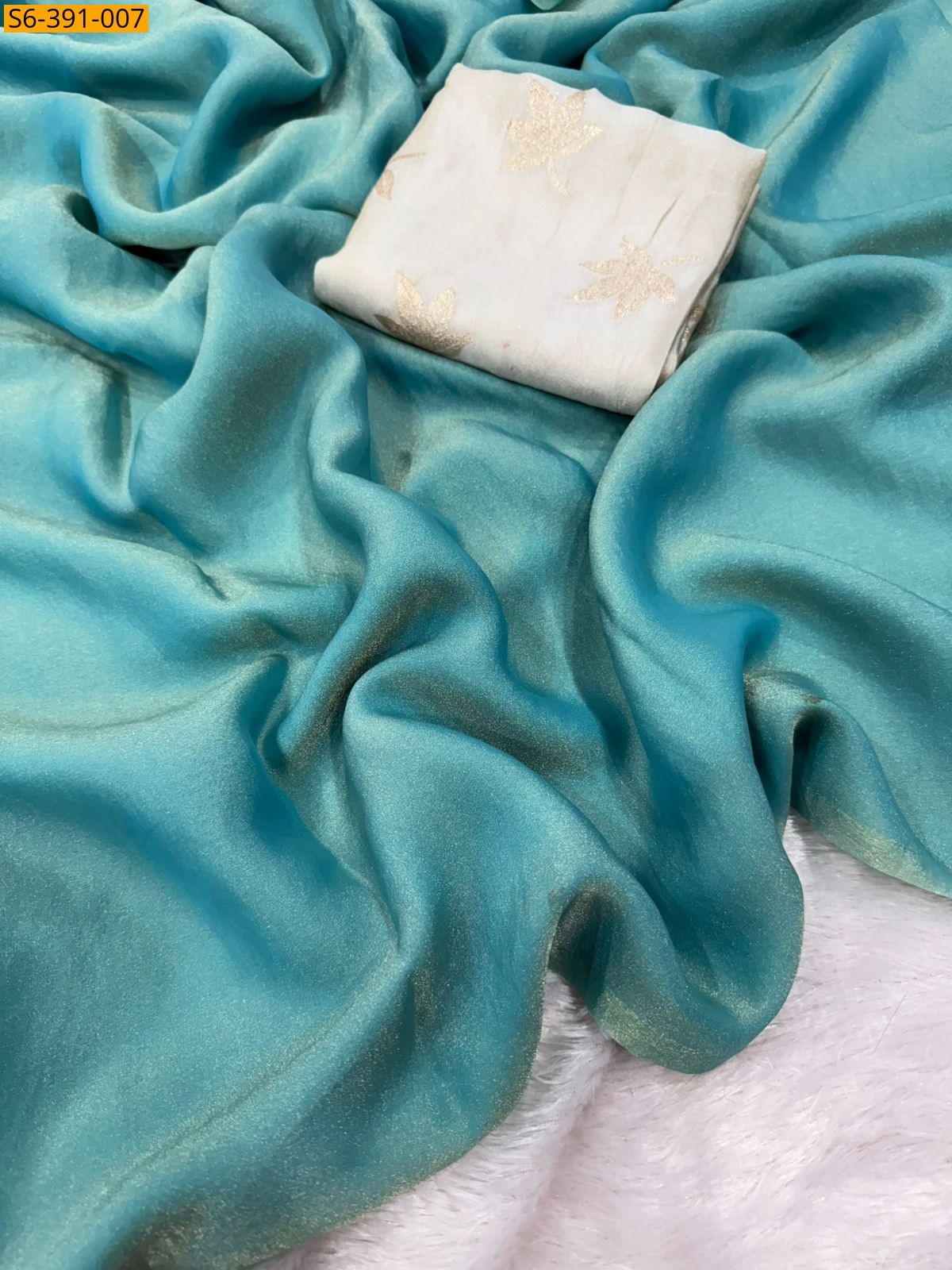 Blue Ancy Moss Chiffon Saree