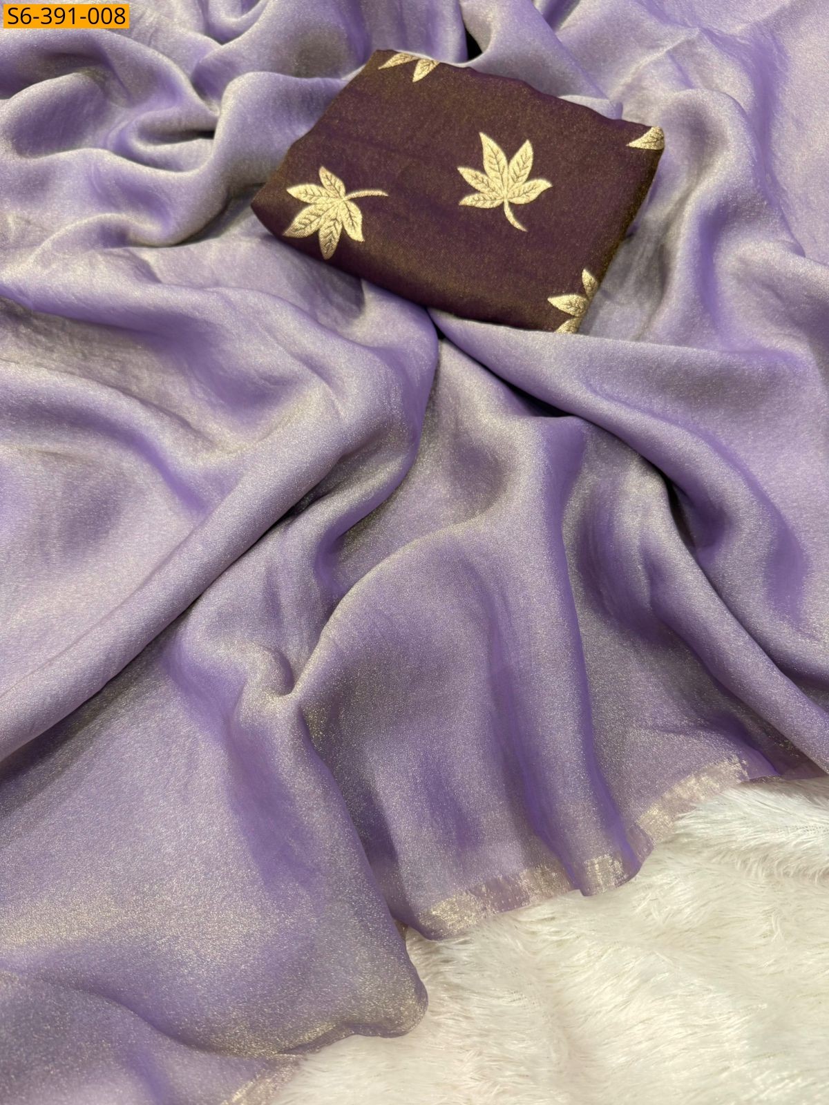 Purple Ancy Moss Chiffon Saree