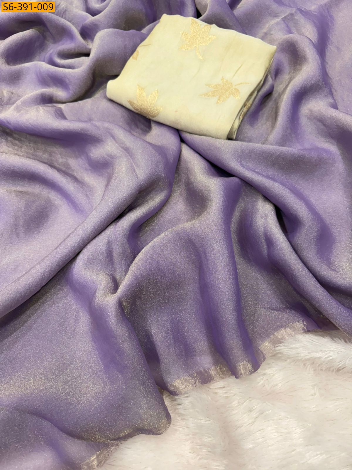 Purple Ancy Moss Chiffon Saree