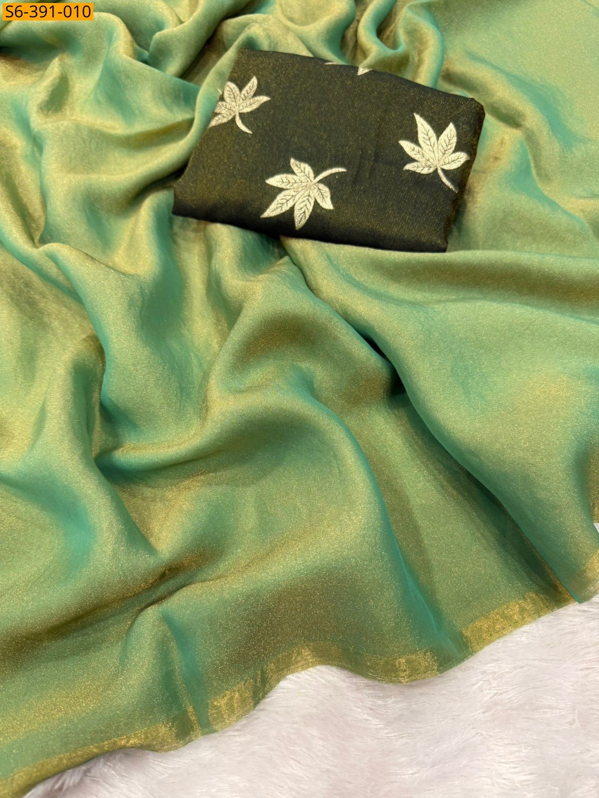 Green Ancy Moss Chiffon Saree