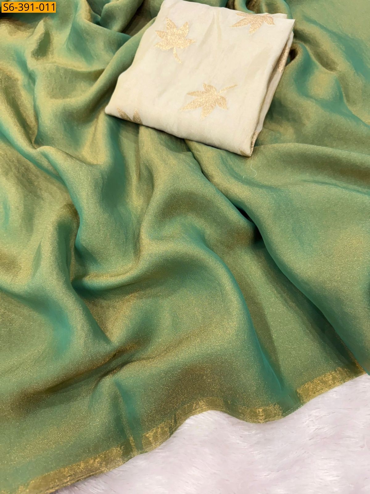 Green Ancy Moss Chiffon Saree