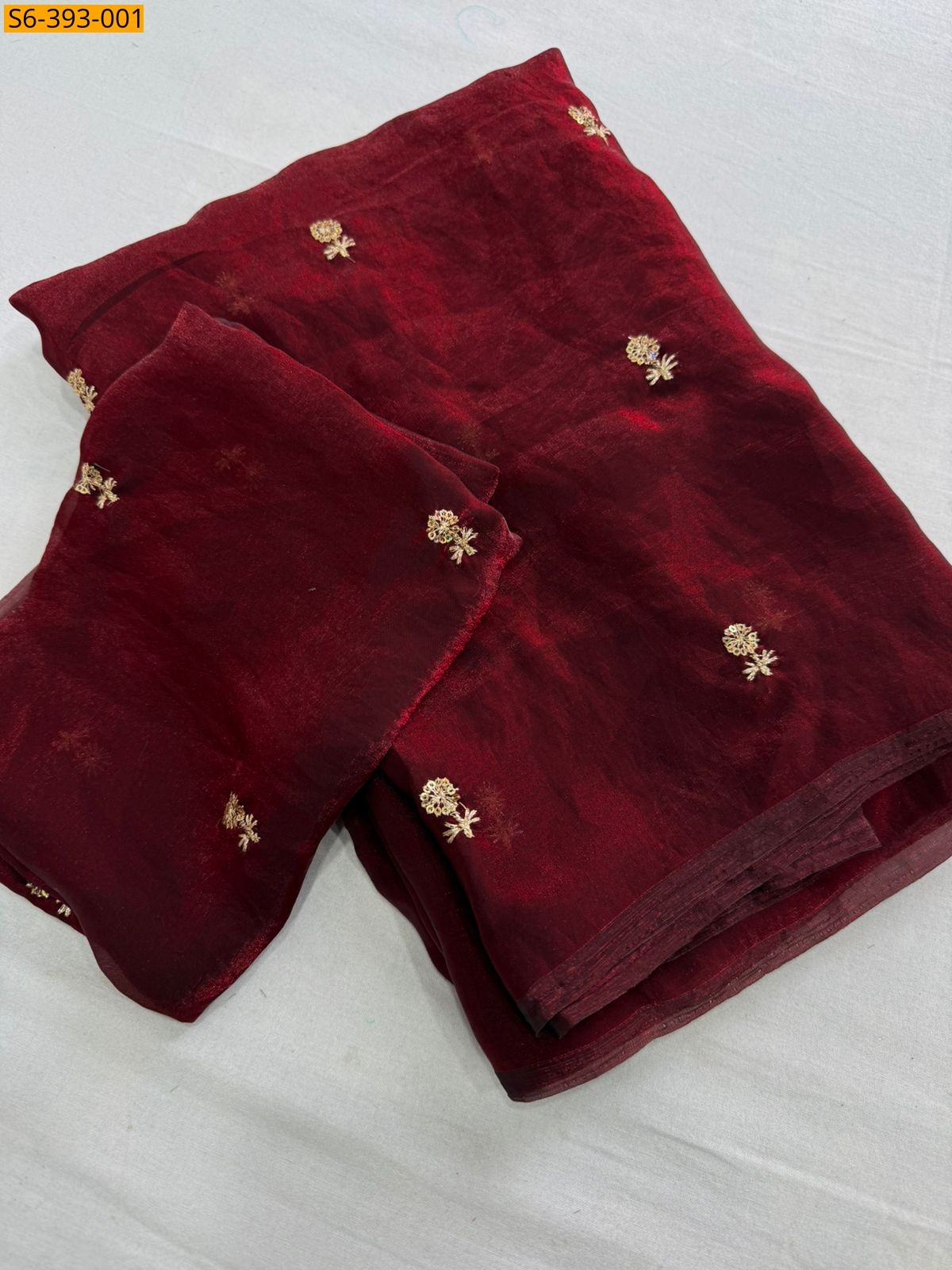Maroon Fendy satin dual shade saree