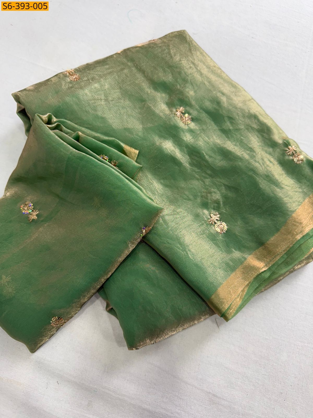 Green Fendy satin dual shade saree