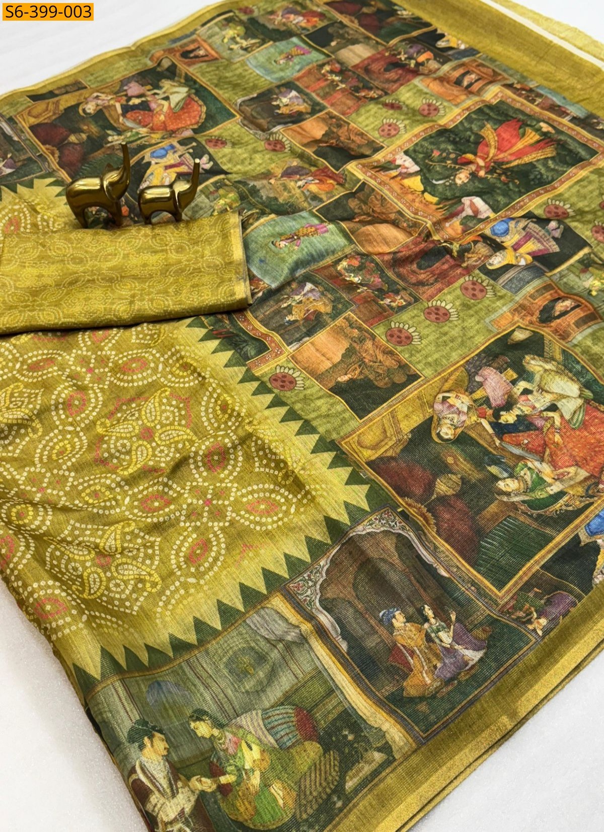 Green Fancy Zari digital print saree
