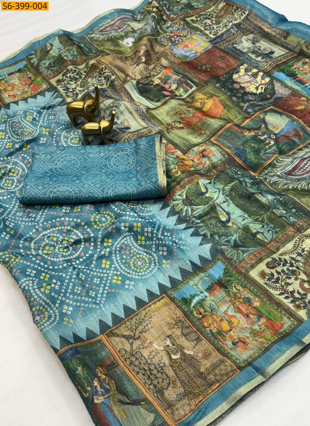 Sky Blue Fancy Zari digital print saree