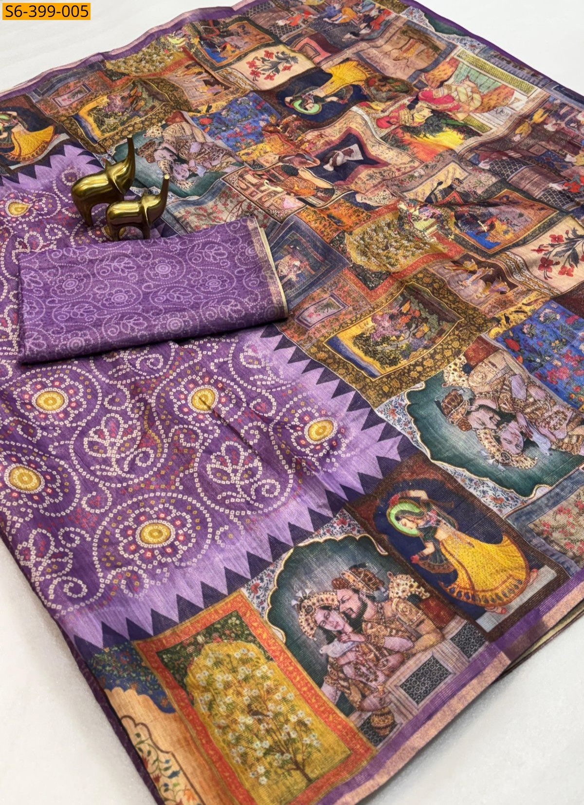 Violet Fancy Zari digital print saree