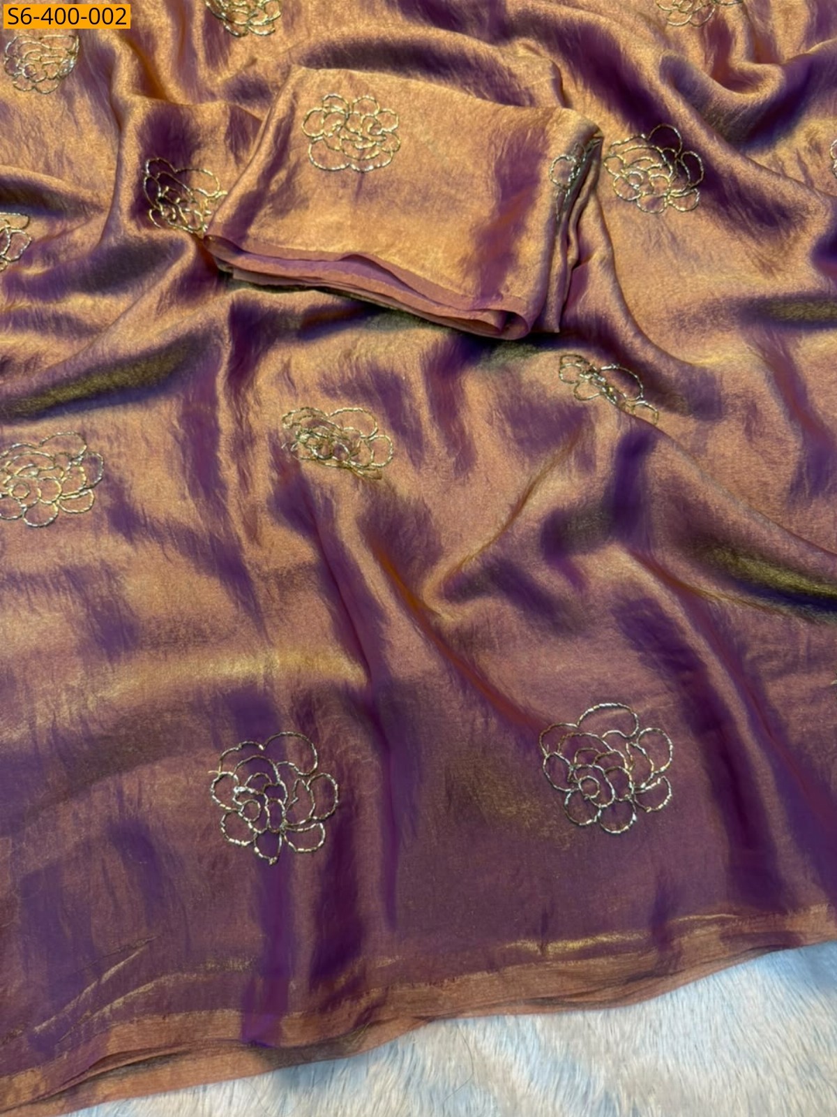 Onion Pink Fancy Two tone Space Silk Saree