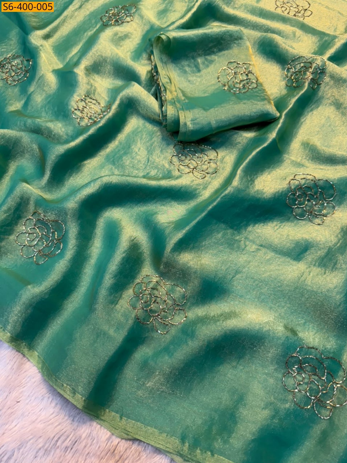 Green Fancy Two tone Space Silk Saree