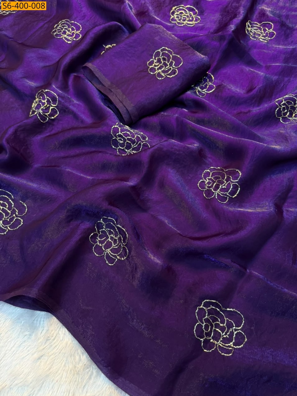 Voilet Fancy Two tone Space Silk Saree