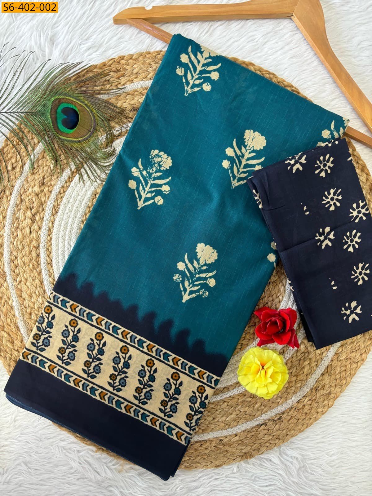 Blue Lightweight Fancy Cotton sarees 