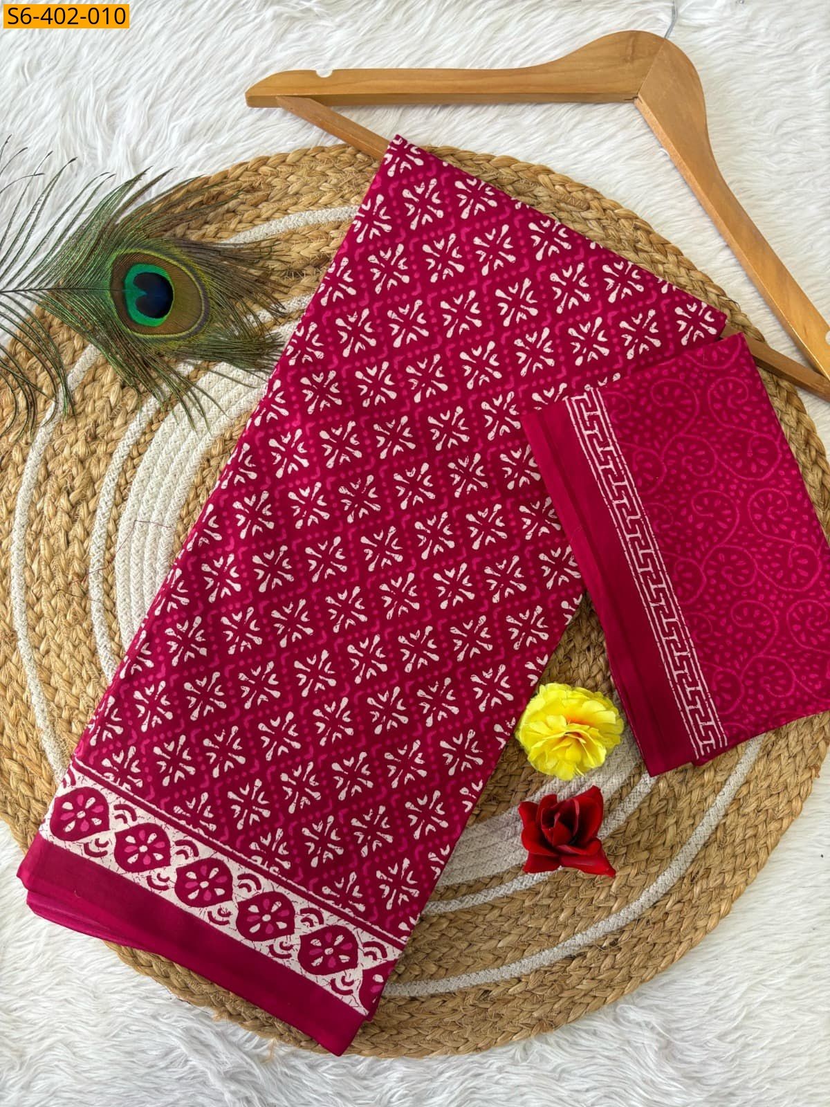 Red Lightweight Fancy Cotton sarees 