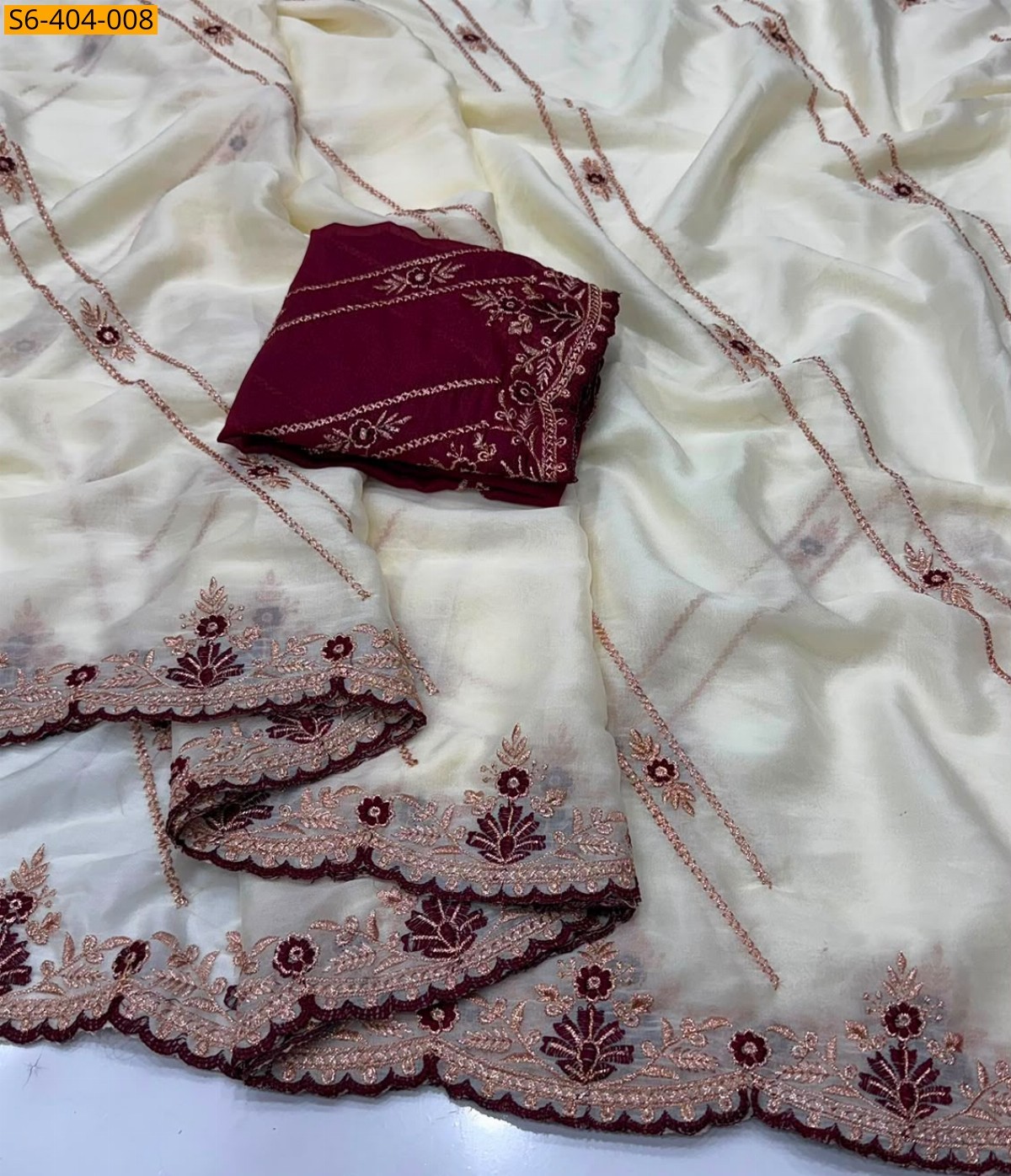 White Fancy Star Georgette Saree