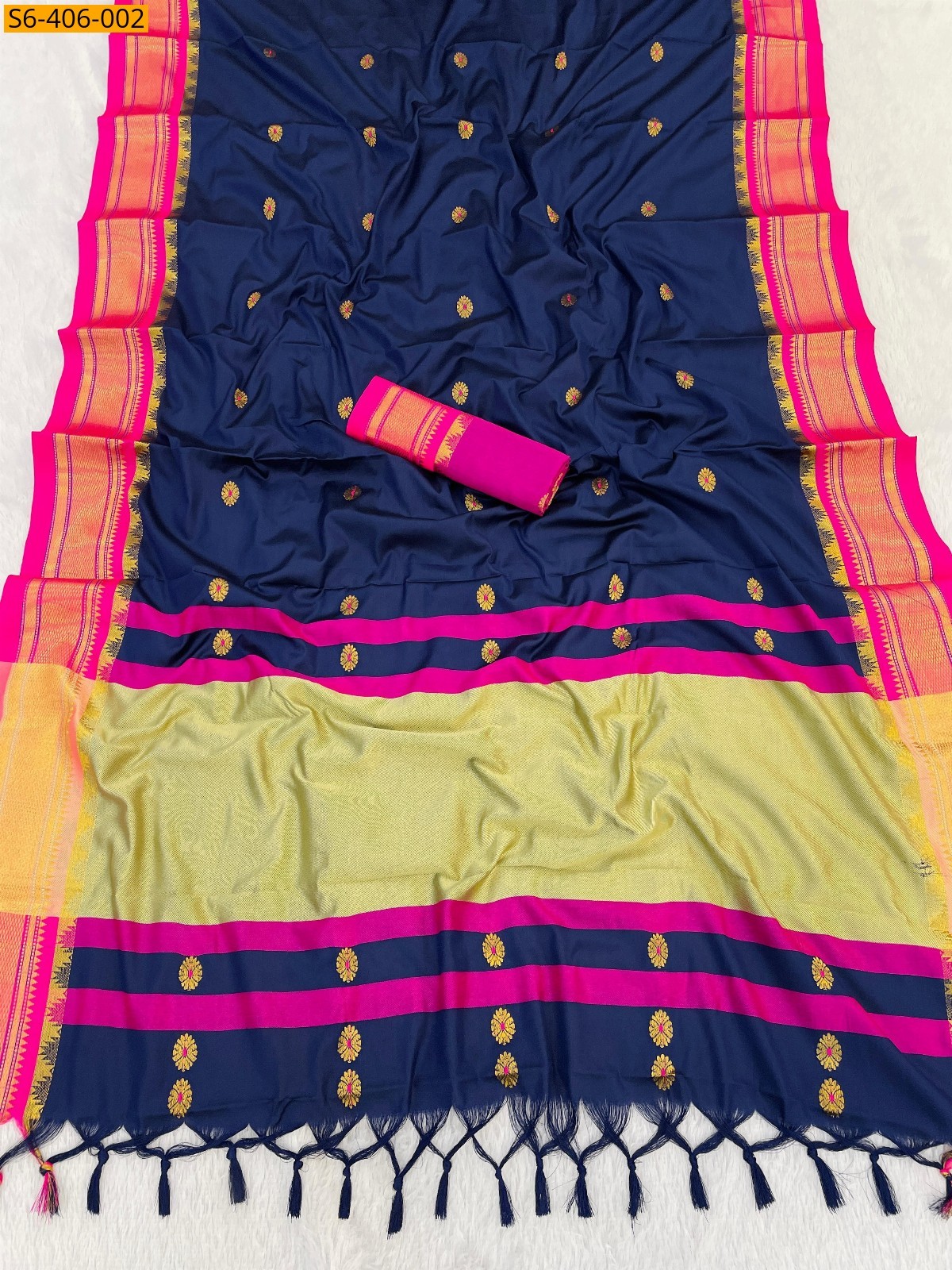 Navy Blue Fancy aura silk saree