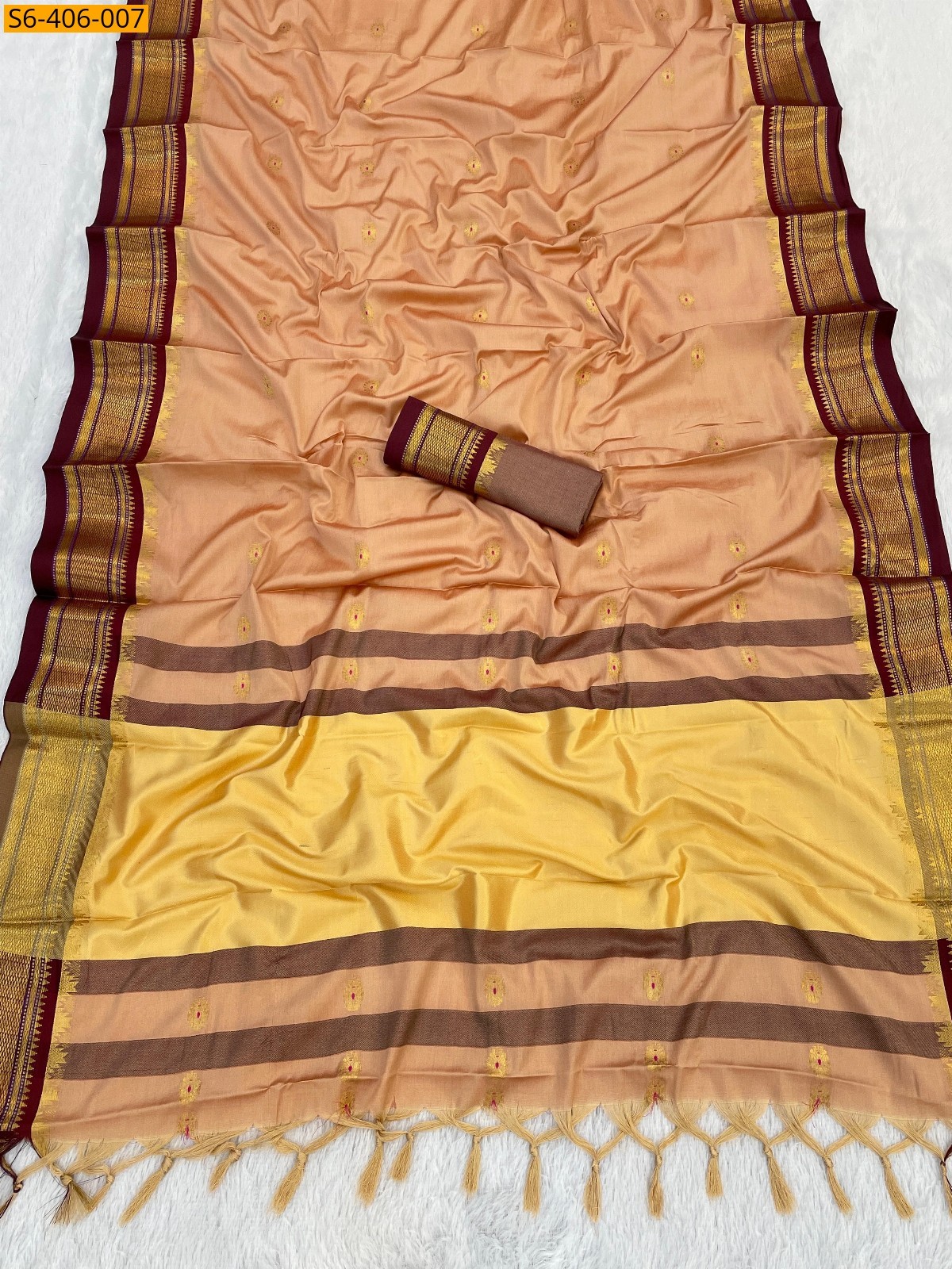 Beige Fancy aura silk saree