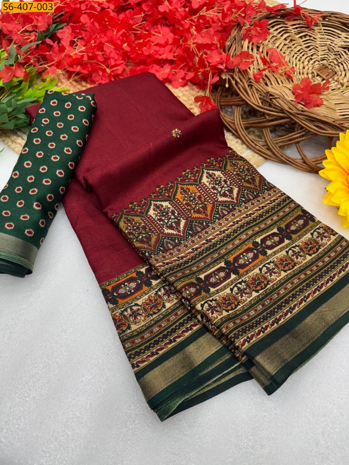 Maroon Fancy mulmul cotton sarees