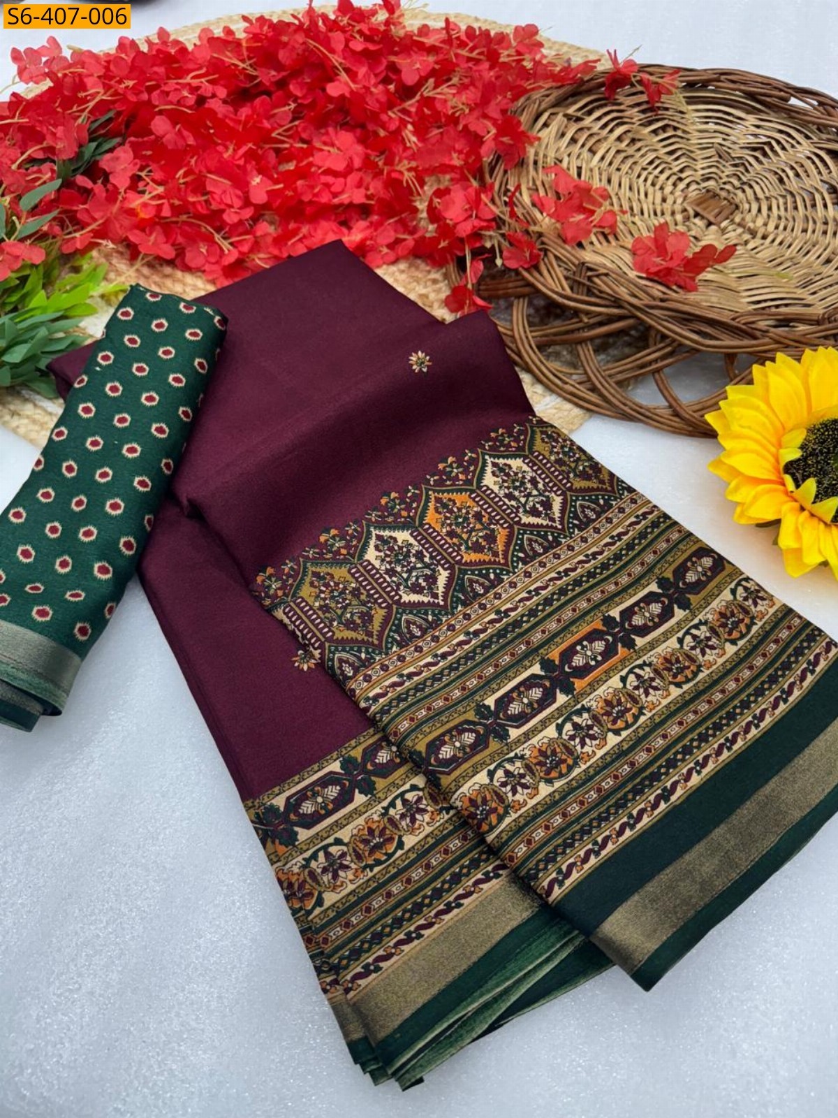 Magenta Fancy mulmul cotton sarees