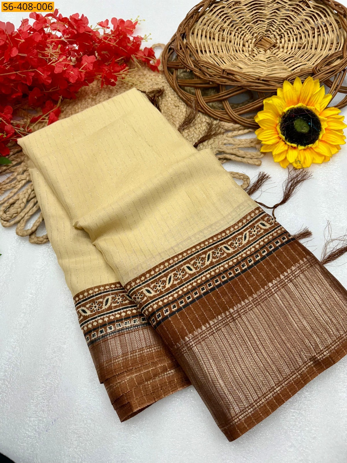 Sandal with Maroon Ajrakh marshmellow saree