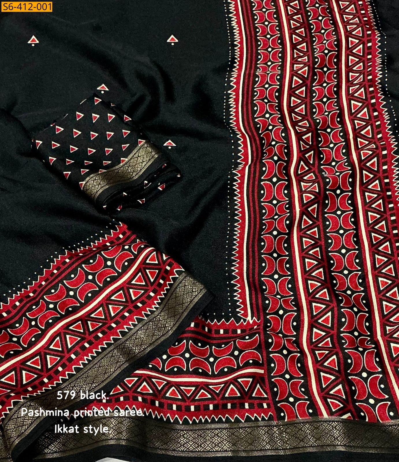 Black Soft fancy pashmina silk saree