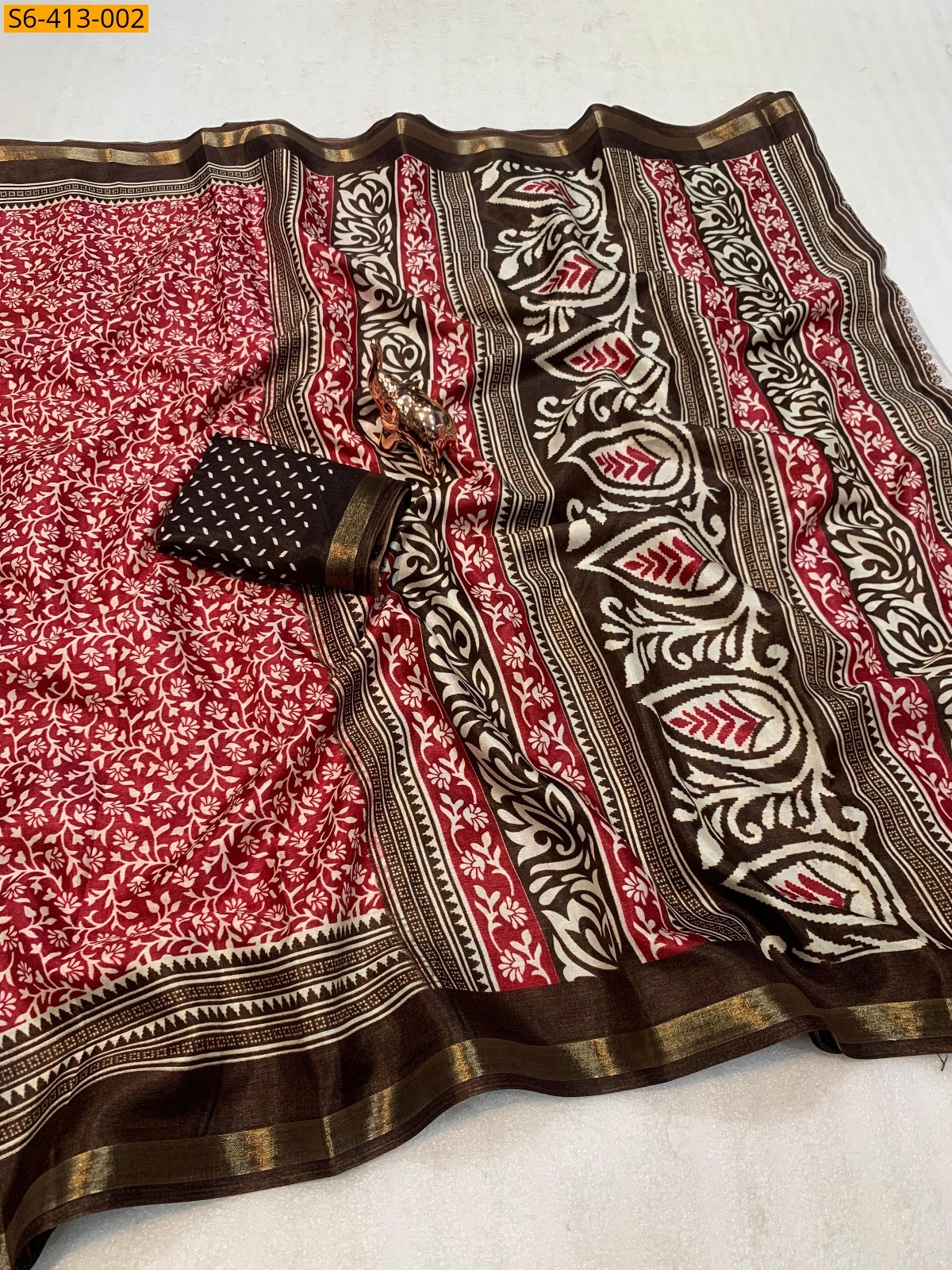 Maroon Mulmul cotton sarees