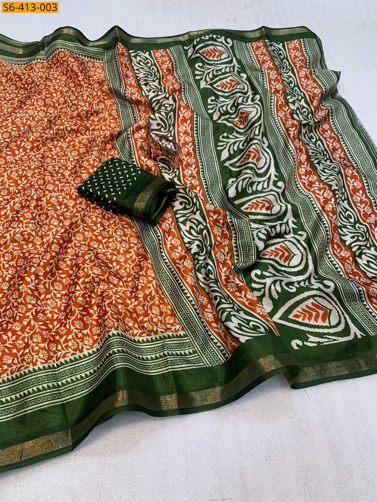 Orange Mulmul cotton sarees