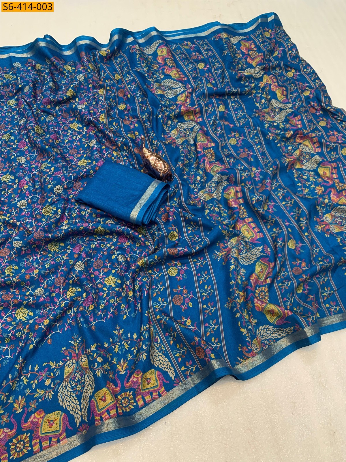 Blue Soft tussar silk saree