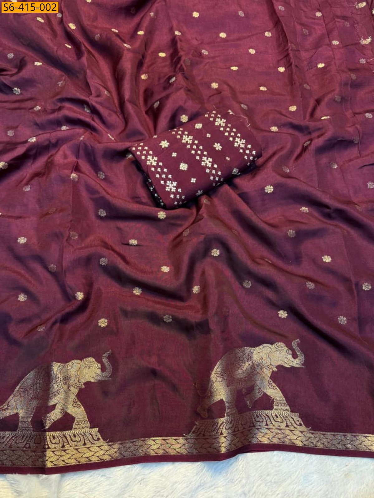 Maroon Pure viscose khadi silk saree