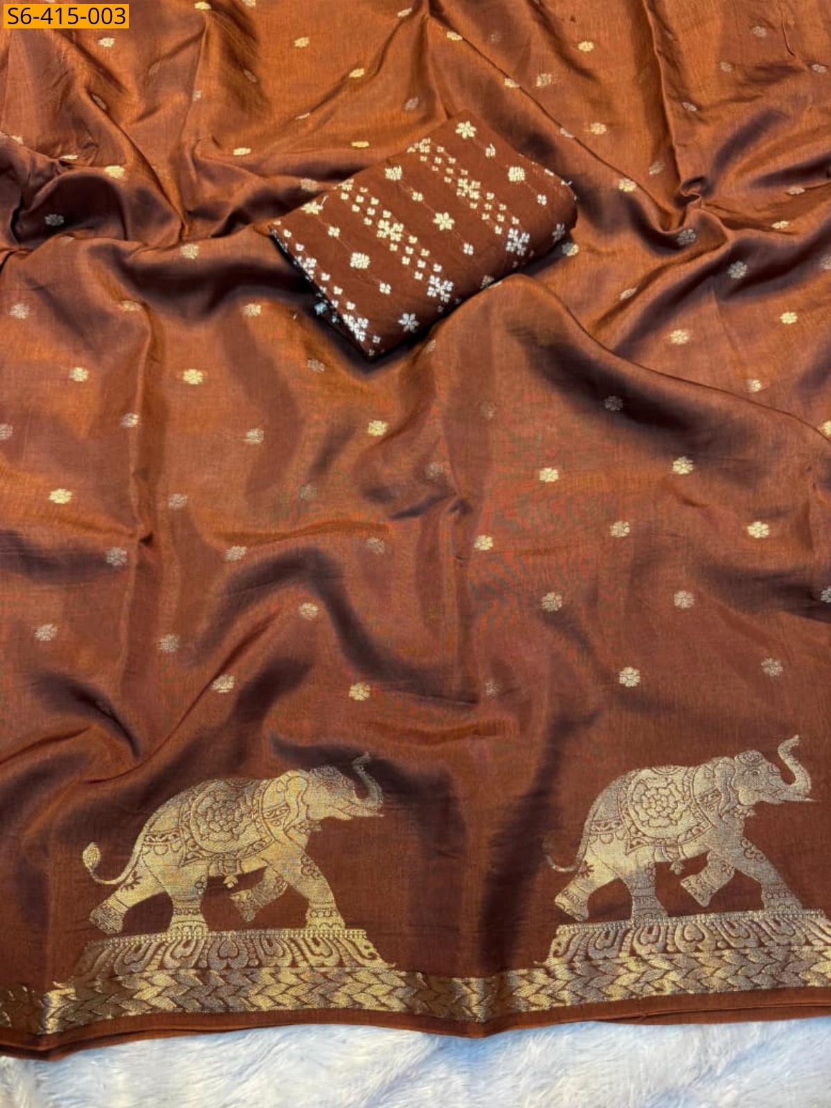 Brown Pure viscose khadi silk saree
