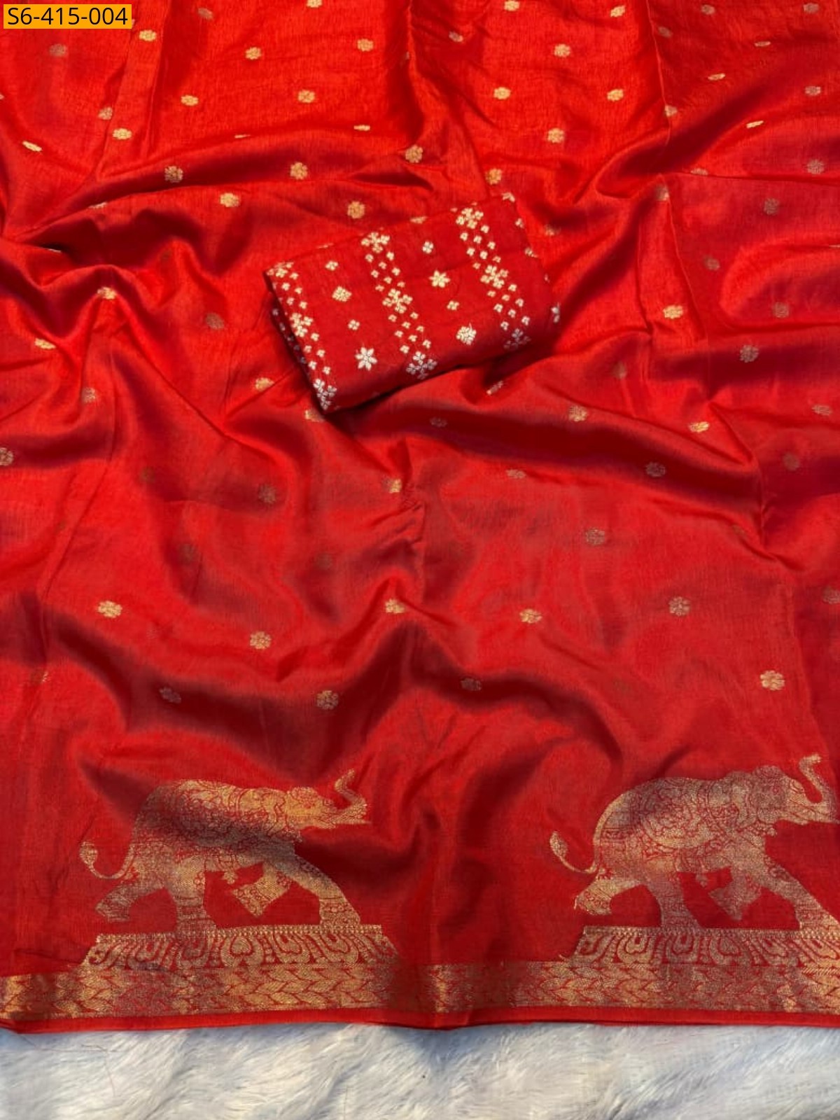 Red Pure viscose khadi silk saree